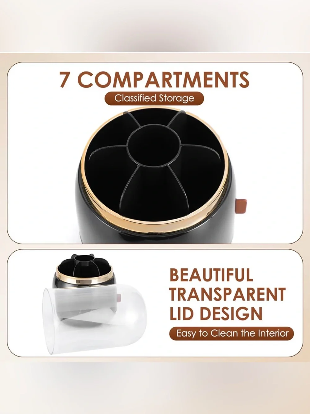 Black Cutlery Organizer with Gold tone Trim - Modern Utensil Caddy